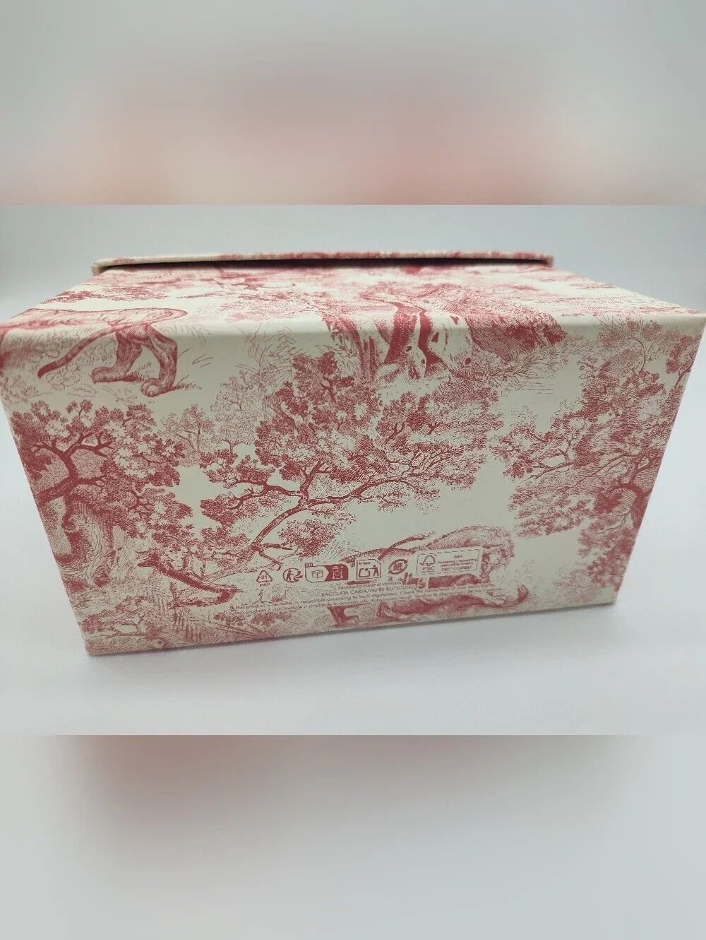 DIOR Toile Jungle Gift Box Tissue Paper Ribbon Set Pink Cream Gold Packaging EUC